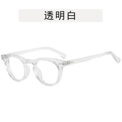 Trendy Round Blue Light Blocking Glasses with Rivet Detail (Transparent)