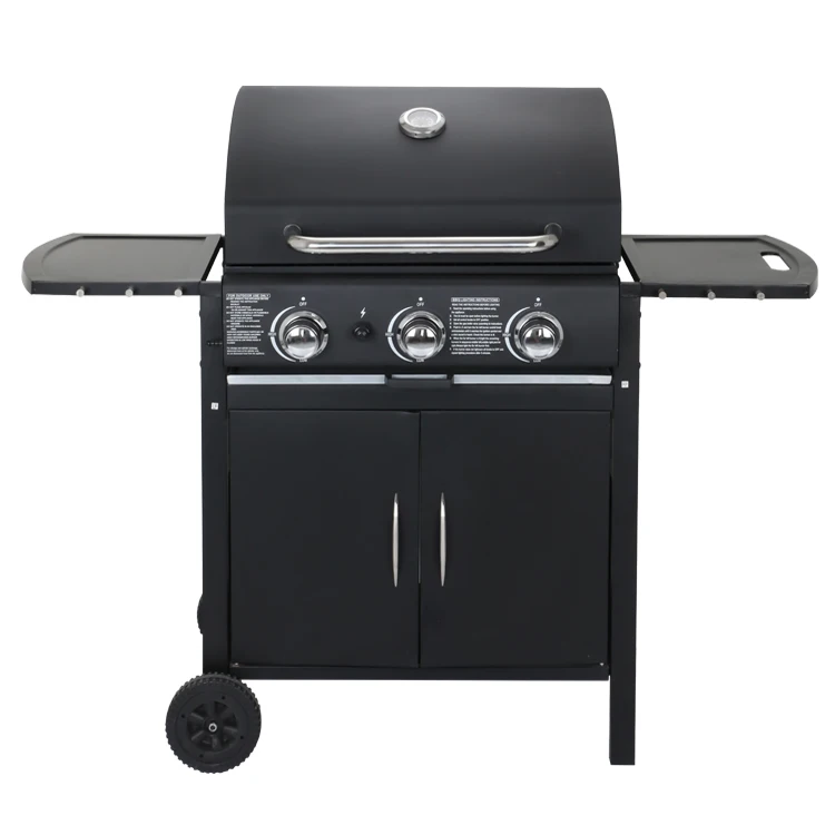 

Metal Grill Barbecue Rack Kitchen Barbecue Machine Portable Type 3 Burners Gas Trolley Grill Bbq