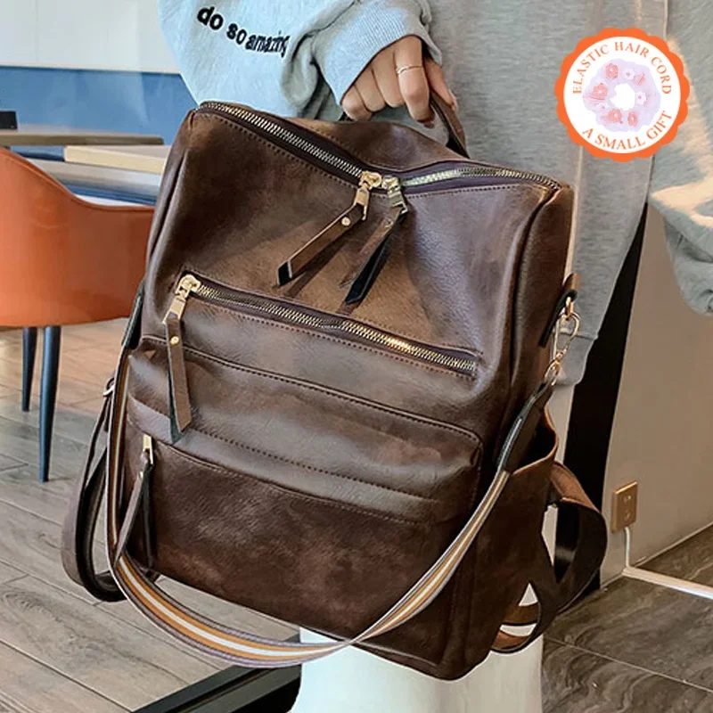 

New Women Bag Large Capacity Backpack Leather Travel Multifunction Shoulder s Fashion School