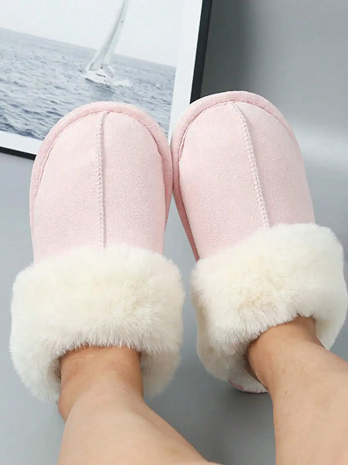 Fuzzy Warm Comfy Slipper Slip-On Fluffy Fashion Winter Bedroom House Shoes For Valentine's Day Gift For Girlfriend, view 4