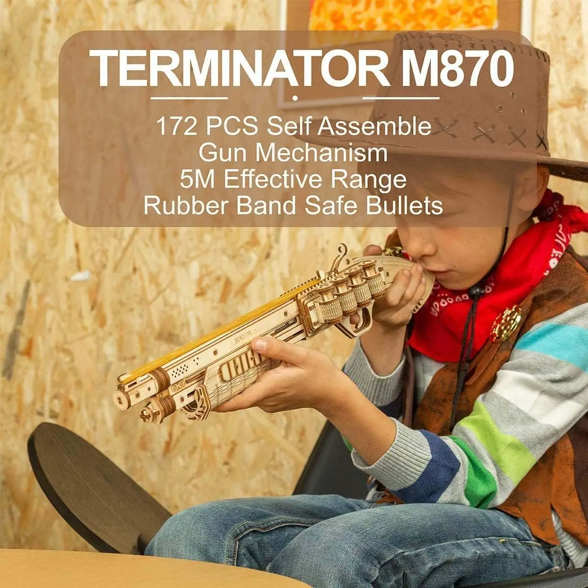 Robotime Rokr Corsac M60 Toy Gun 3D Wooden Puzzle Mechanical Building Model Kit for Children 14 Years Christmas gift 4