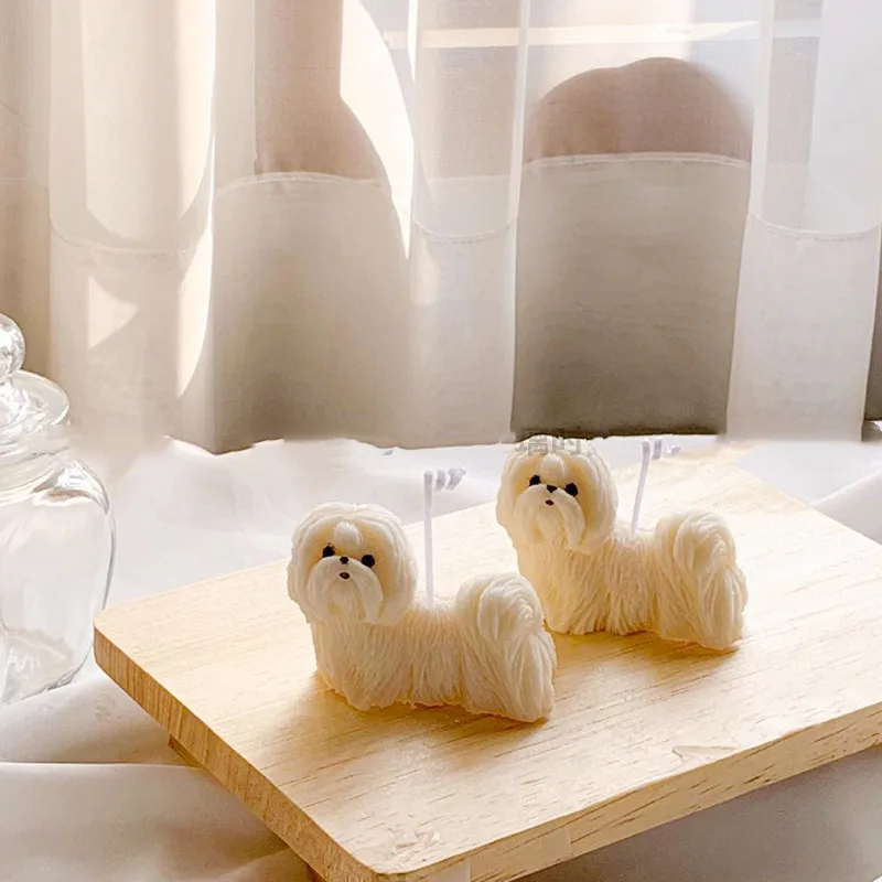 3D Shih Tzu Cute Dog Aromatherapy Plaster Handmade Soap Mold Candle Mold Chocolate Baking Cake Decoration Silicone