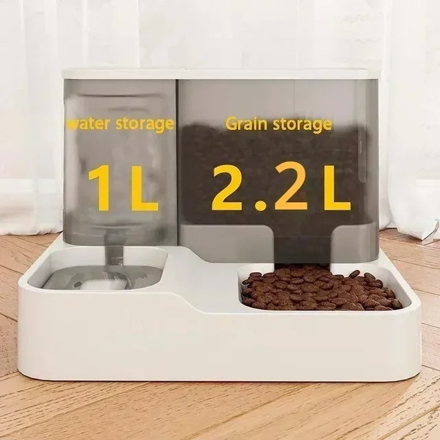 2.2L Large Automatic Smart Pet Dog Feeder Drinking Fountain Plastic Dog Food Bowl Pets 2 in 1 Water Dispenser