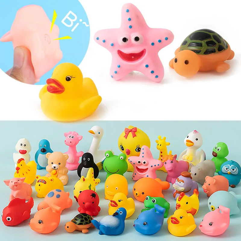 

10 Pcs/set Baby Cute Animals Bath Toy Swimming Water Toys Soft Rubber Float Squeeze Sound Kids Wash Play Funny Gift