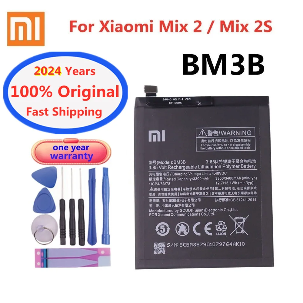 

2024 Years BM3B Xiao mi 100% Orginal Battery For Xiaomi Mi Mix2 Mix 2 / Mix2S Mix 2S 3300mAh High Quality Phone Batteries +Tools