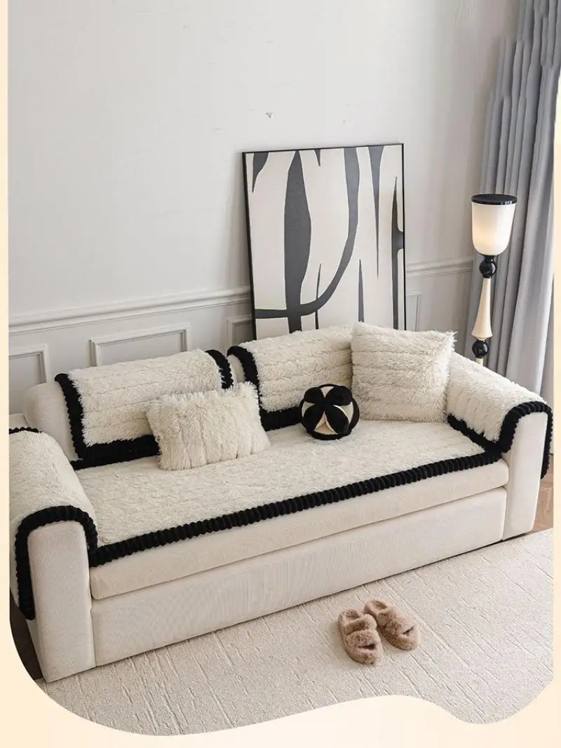 Einfache warme verdickte PP-Samt einteilige Sofakissen Herbst und Winter Abdeckung rutschfeste Universal Sofa Sitzbezug Dekor Zuhause – Detail 4