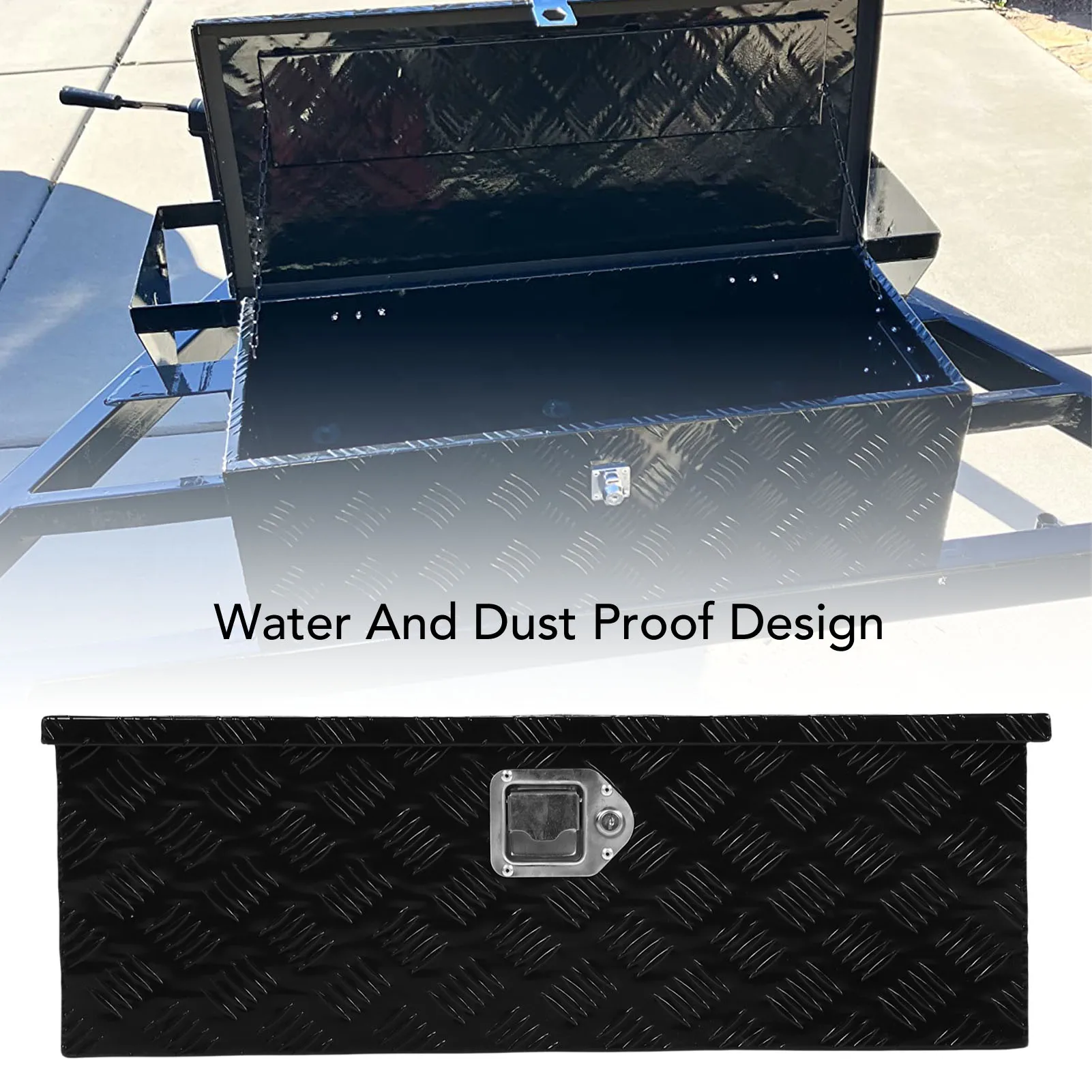 Truck Bed Tool Box 64L Waterproofing Powder Coating Portable Heavy Duty Trailer Storage Tool Box Outdoor Trailer Pickup Toolbox