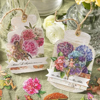 40 fogli per confezione Scrapbooking interessante adesivo PET bottiglia trasparente fiori e foglie con molteplici forme 8 tipi