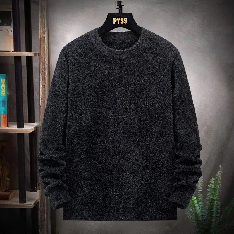 Plus Size Men's Sweater Wool Warm Pullovers O-Neck Knit Winter Fit Tops Male Thick Knitwear Mens Bottoming Shirt 8XL 7XL 6XL 5XL 4