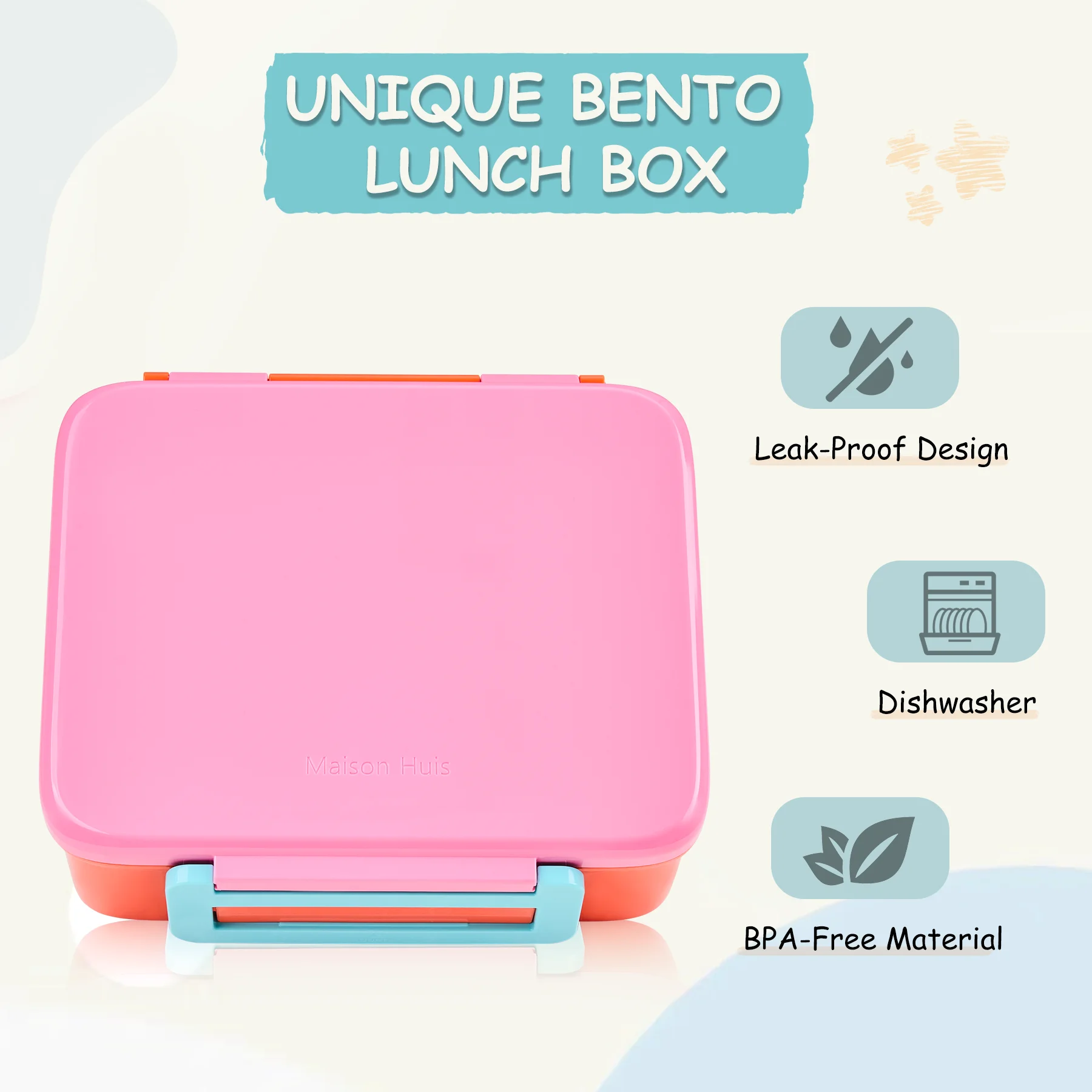 Kids' Bento Lunch Box Set with Leak-Proof Food and Snack Containers