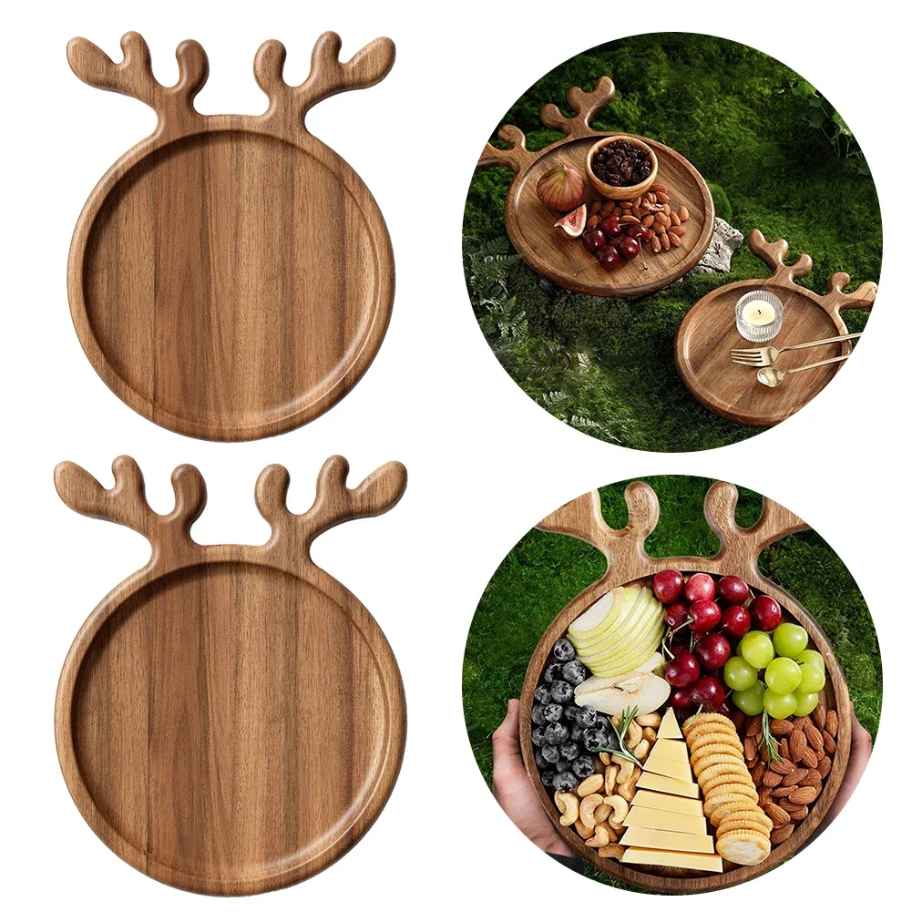 Vassoio Di Legno A Forma Di Albero Di Natale | Piatto Porta Dolci E Snack Decorativo, 2 Pezzi