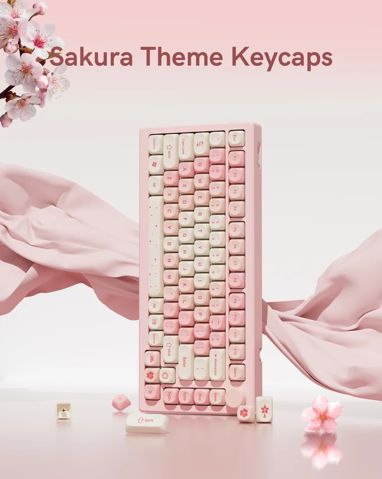 133キー ピンク桜 MOAプロファイル PBTキーキャップ 染料サブカスタム