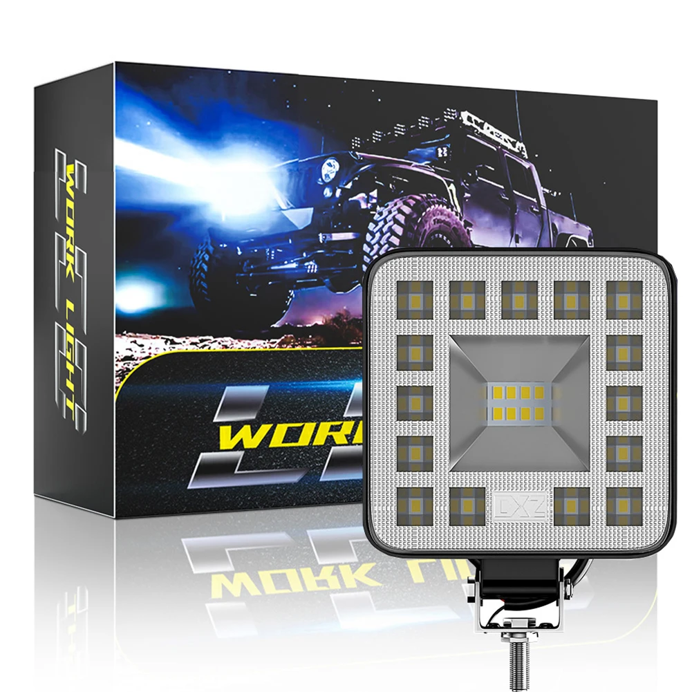 

Durable Car Work Light Spotlight Square Universal Waterproof 1200LM Accessory Aluminum+LED DC12-24V Easy To Use
