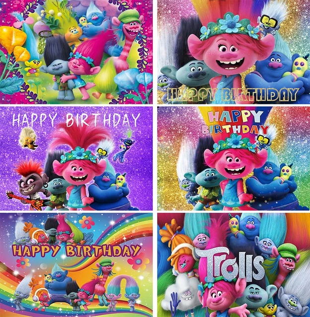 Trolls 2 Magic Hair Party Supplplies Birthday Decor Baby Shower Trolls  World Tour Plate Flag Hat Trolls Party Decorations Toys