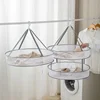1/2 Layer Clothes Dryer Basket With Hanging Hook Fine Mesh Polyester Household Towels Foldable Baby Sweater Drying Rack For Home 1