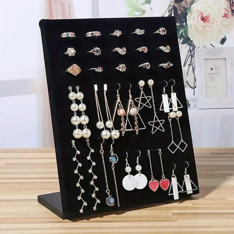 50 Slot Ring Display Rack, Velvet Earring Display Rack, Earring Display Board Display, Durable Jewelry Tray Rack