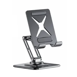 Rotatable Foldable Adjustable Tablet and Phone Stand with Anti - Slip Metal Frame (Black)