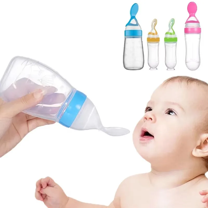 Baby Feeding Utensils 3 Styles Baby Feeding Bottle Spoon Milk Bottle Training Feeder Food Supplement BPA Free
