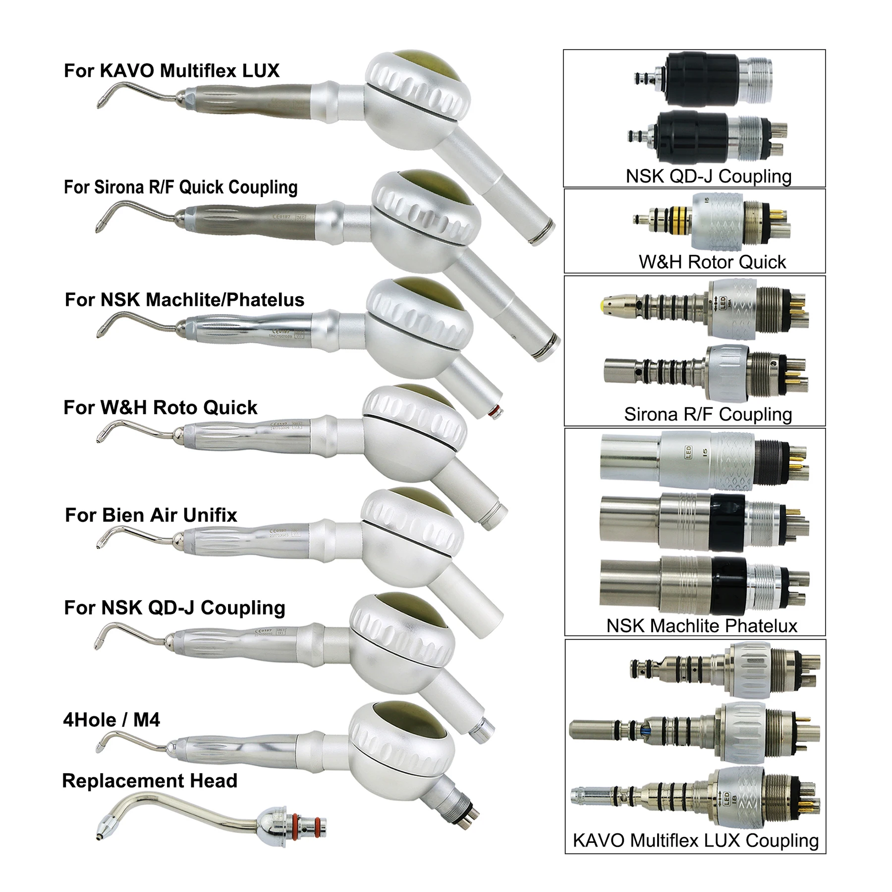 

Dental Hygienist Prophy Jet Mate Polisher Air Flow Teeth Polishing 4Holes Fit NSK QD-J Phatelus KaVo Multiflex Sirona Coupling