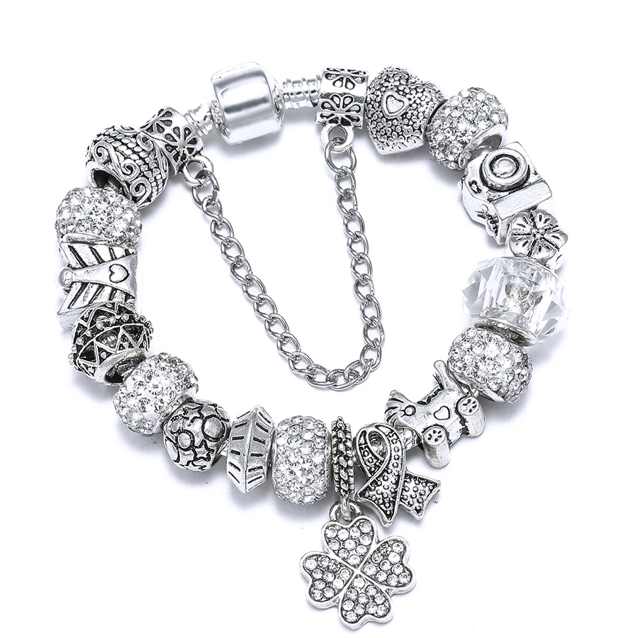 Bracelet Jewelry Dinglly Beads Lucky Charm Bracelets For Women Original Streamer Crystal Beaded Bangle Fashion Gifts