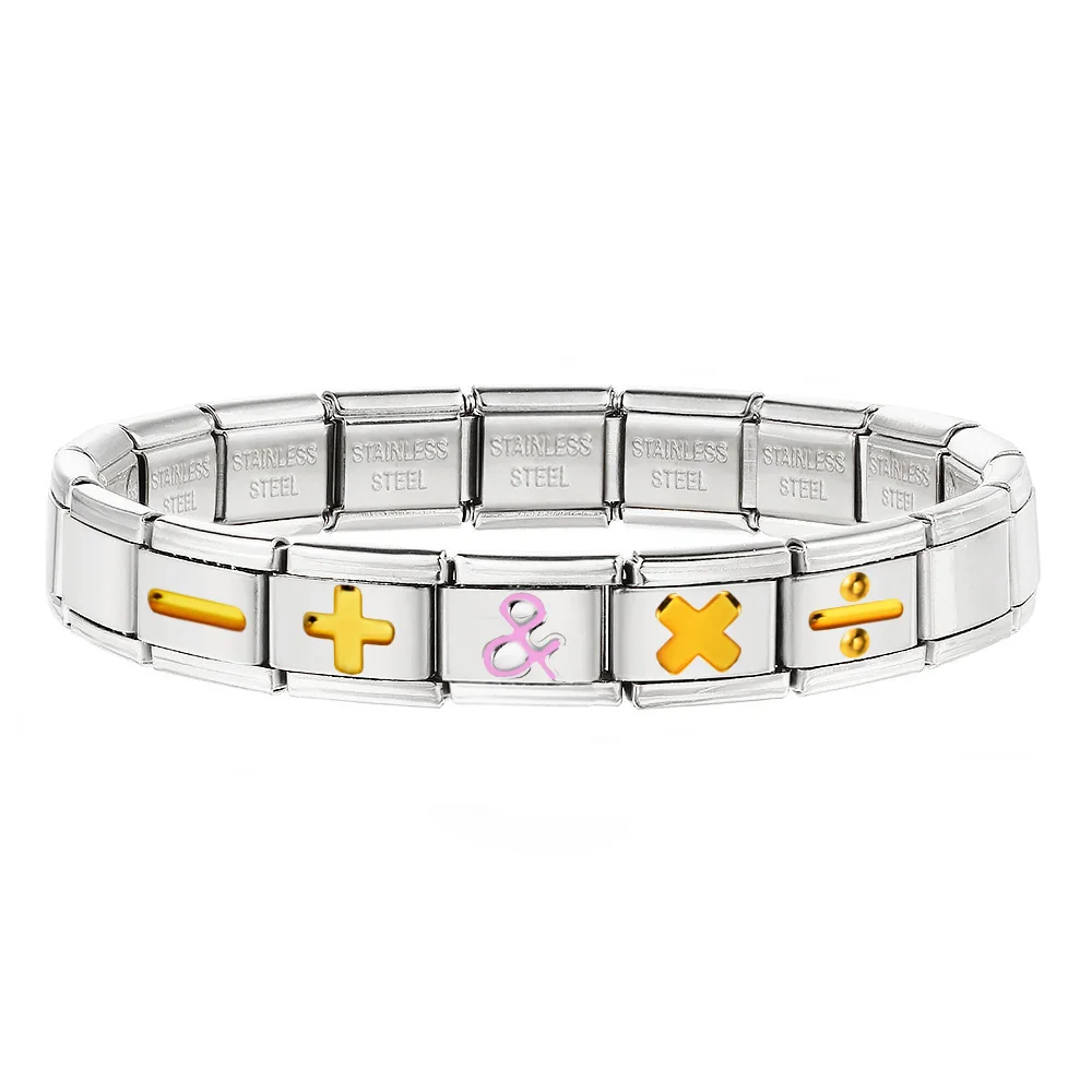 URING Mode Charms Zahl Symbol Frauen Männer Italienischen Link Fit 9mm Edelstahl Hand Kette DIY Schmuck Machen Armbänder geschenke – Detail 2