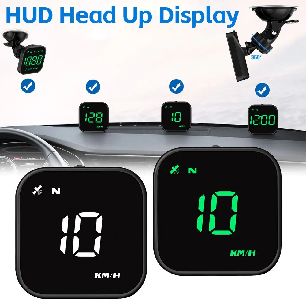 GPS Car HUD Head Display Inch LED Auto Speedometer Smart Overspeed Alarm Compass Fatigue Driving Reminder