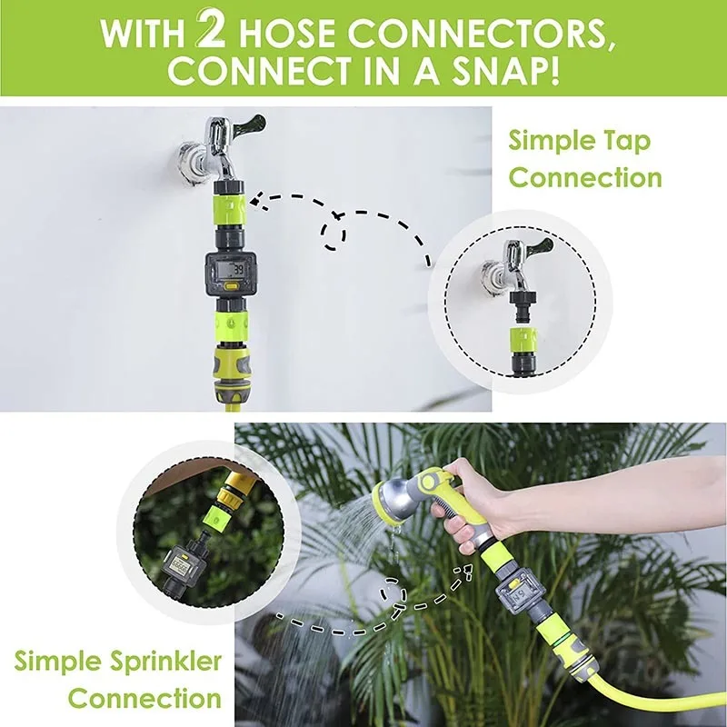 Flow meter water flow meter turbine flow meter digital turbine flow meter Digital Water Flow Meter Hose Water Meter for Outdoor Garden Hose Measure Consumption and Flow Rate with Quick Connectors