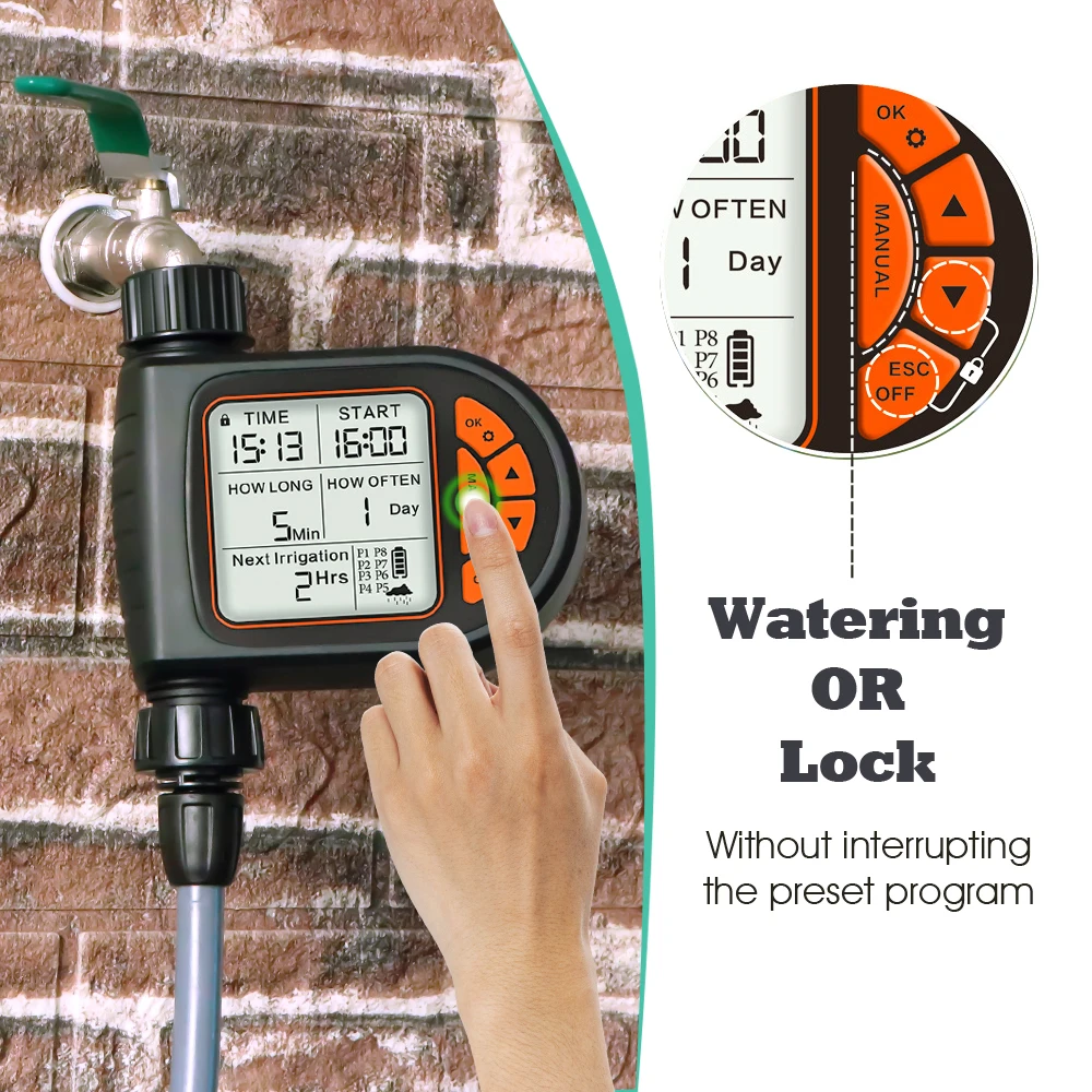 Garden Smart Rain Sensor Timer Automatic Watering Controller for Tap Hose Timing Irrigation Sprinkler IPX5 Waterproof LCD Displa 4
