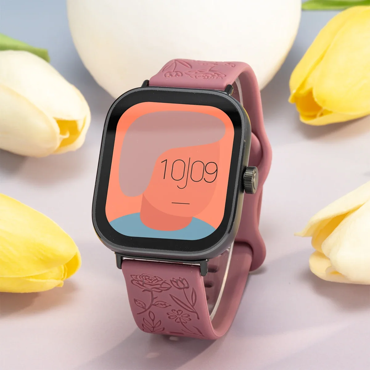 Magnetic Silicone Smartwatch Strap with Carvings Design - Universal Fit Bracelet Accessory