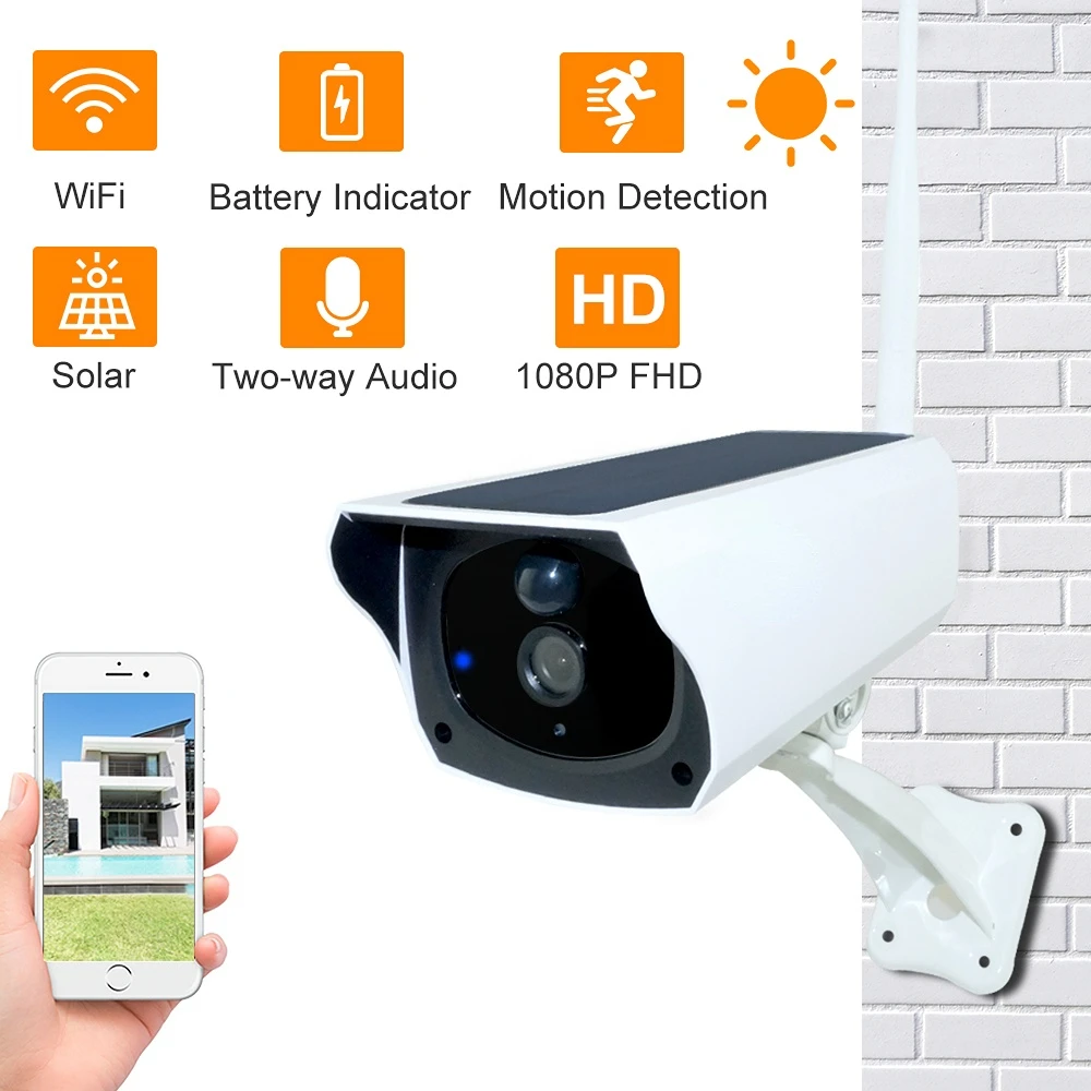 

1080P WiFi Solar Camera Outdoor Waterproof Surveillance CCTV Cameras Home Security Two Way Audio Wireless Wifi IP Cam