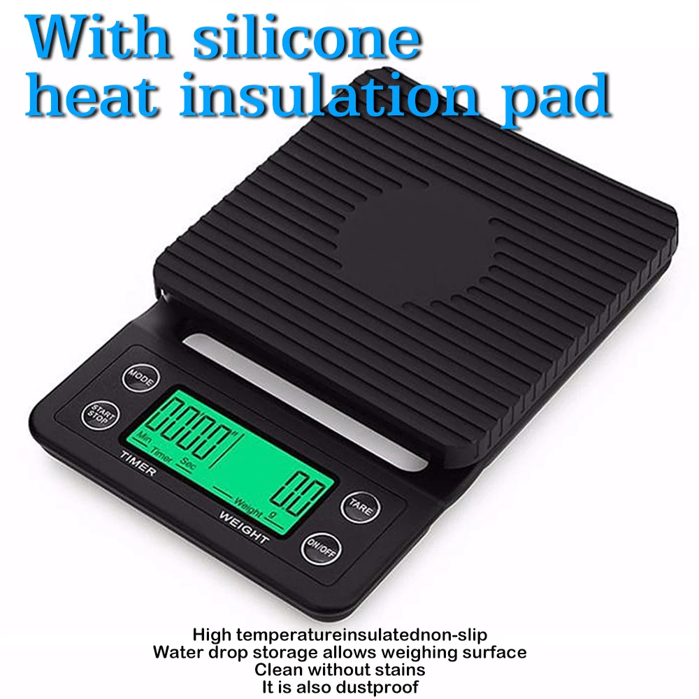 휴대용 전자 디지털 주방 체중계, 고정밀 0.1g, 타이머 포함, LCD 디지털 커피 저울 수치 변환