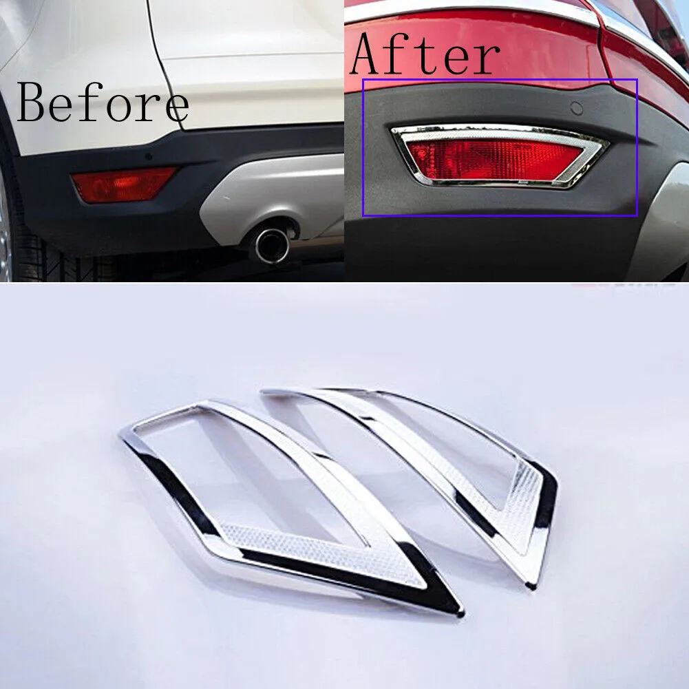 

2 Pcs Car Rear Fog Light Cover Trim For Ford EcoSport 2013-2021 Chrome Rear Fog Lamp Cover Automobile Light Decoration Tool