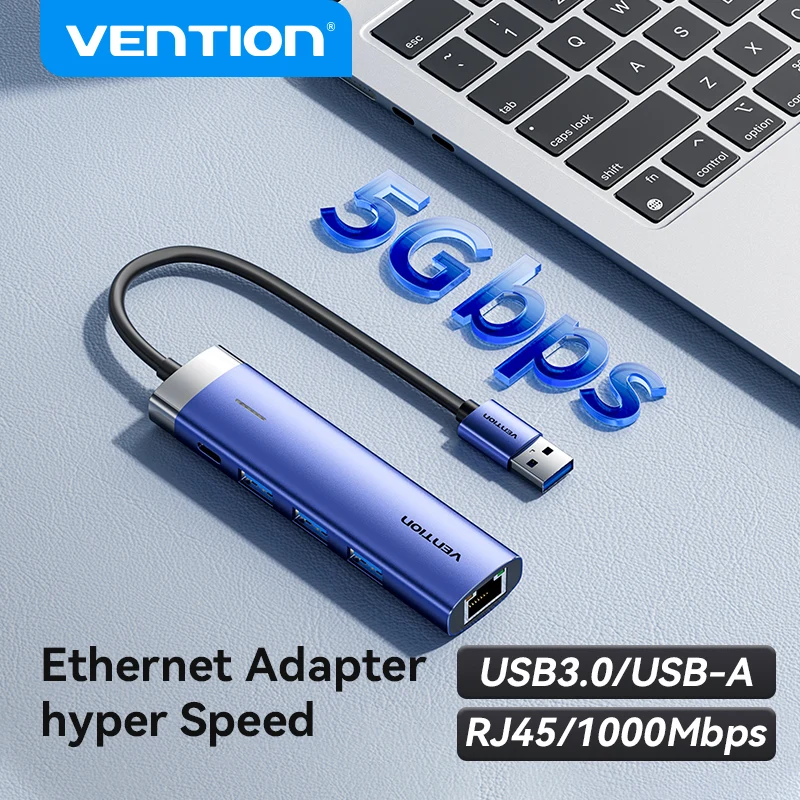 Vention-adaptador Ethernet Usb 1000mbps Hub Usb3.0 Lan Rj45 para Macbook Windows Laptop pc Xiaomi mi tv Box Usb-c Hub Placa de Rede