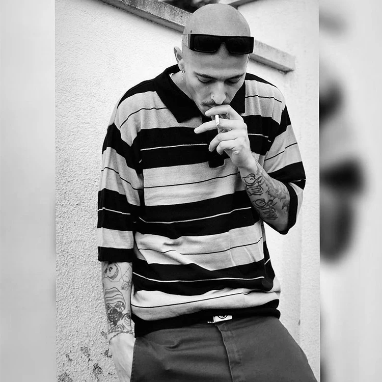 CALTOP West Coast Chicano Hoodie Sle Men's And Women's  irt Striped ort Sve Loose Fit Summer Faion 