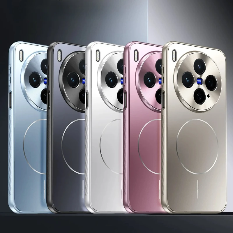 Matte Plating Magnetic Shockproof Phone Case with Metal Lens Protection