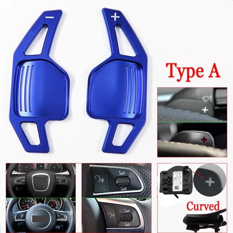 Carbon Fiber Paddle Shift For Audi A4 B8 A3 8P S3 A5 A6 S6 C6 Q5 A8 R8 TT TTS 2006 2011 Car Steering Wheel Paddles Shifter Extension DSG 1Pair Red Black