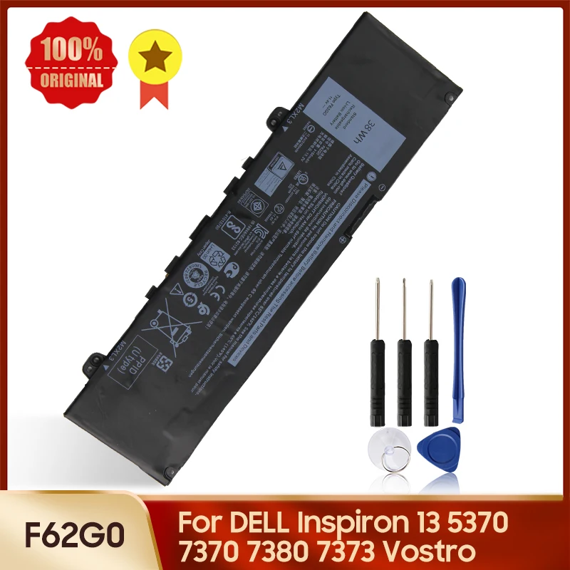 

Новая батарея F62G0 F62GO для DELL Inspiron 13 5370 7370 7380 Vostro RPJC3 0RPJC3 39DY5 039DY5 7373 mAh