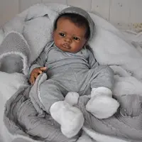 Risbecko 20 Inch Lifelike Black Reborn Baby Doll - African American Soft Cloth Body Doll - Birthday Gift/Christmas Gift