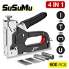 4 In 1 Manual Nailing Gun Construction Stapler Heavy Duty Air Nail Woodworking Special Staple Book Household DIY With 600 Staple 1