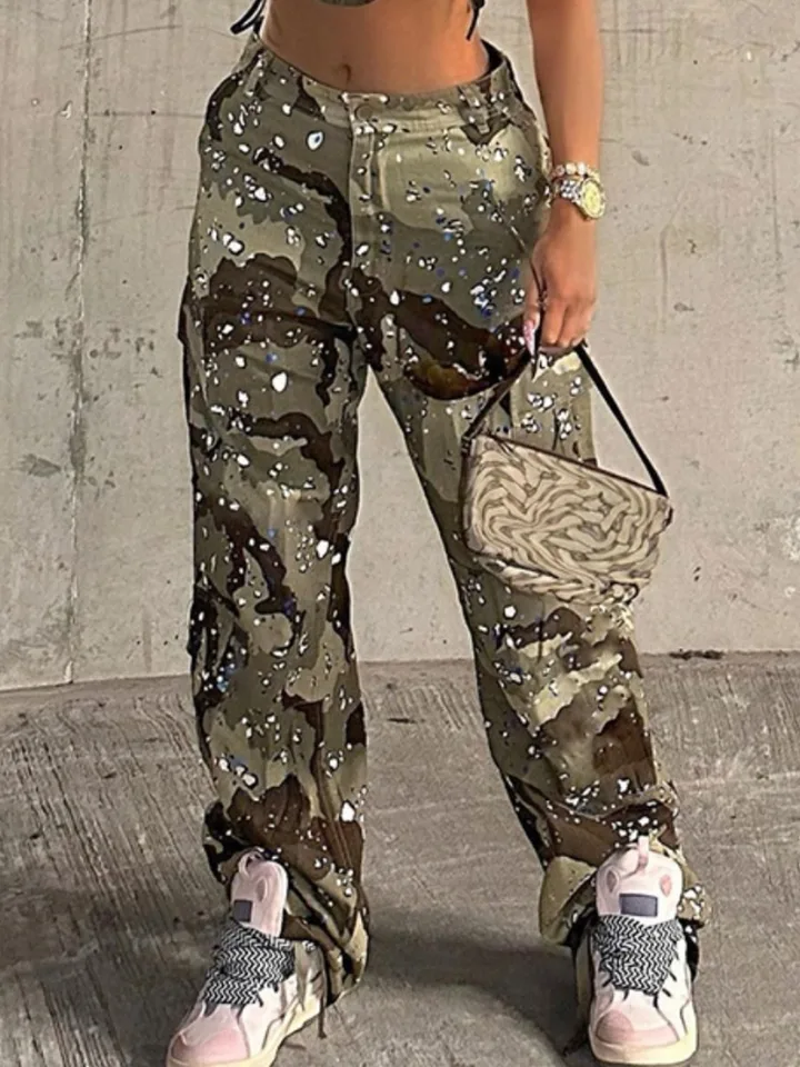 Ladies Army Military Camouflage Casual Long Trousers Hose Camo Cargo Pants  | Wish