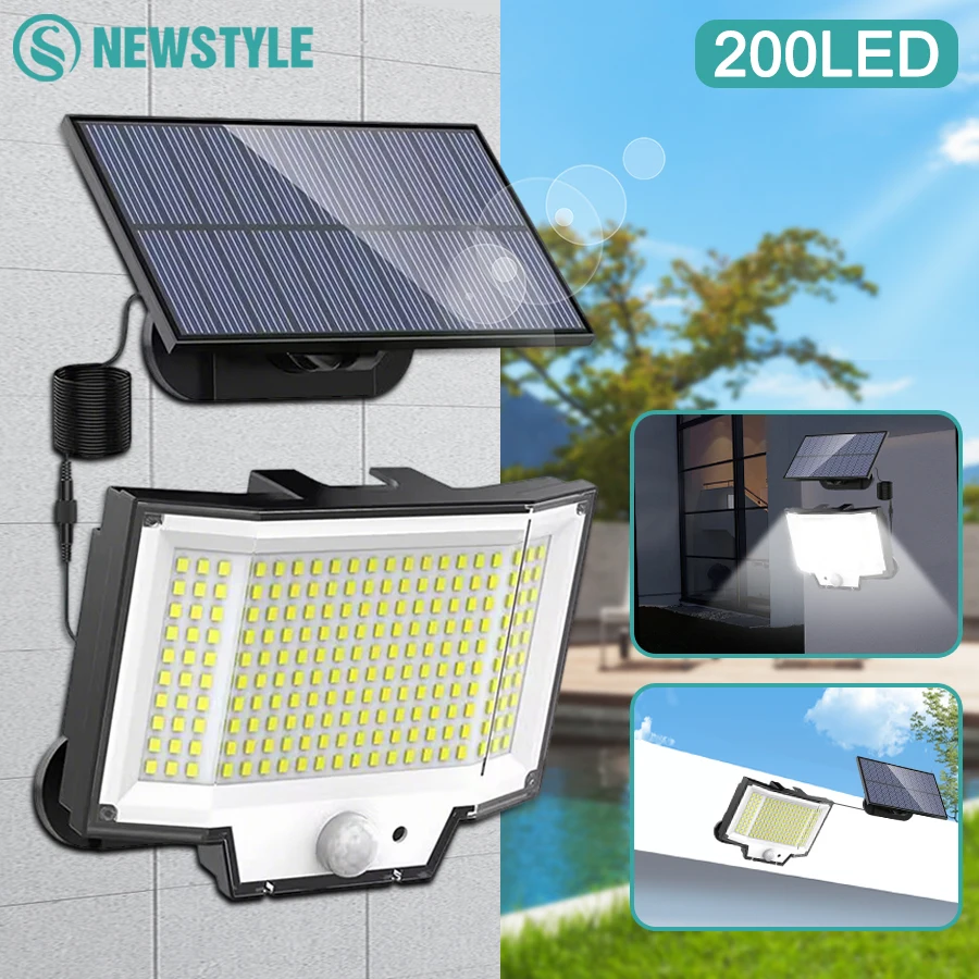 POTIVE 200 Luces LED Solares Impermeables Para Exteriores, Cuerda De Luces Solares De 66 Pies, Color Azul Con 8 Modos, Cuerda De Luces Azules Para Exteriores Para Decoración De Valla De
