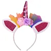 Girls Birthday Party Accessories Mickey Minnie Ear Unicorn Headband Princess Costume Children Cosplay Elsa Anna Wig Crown Gloves 3