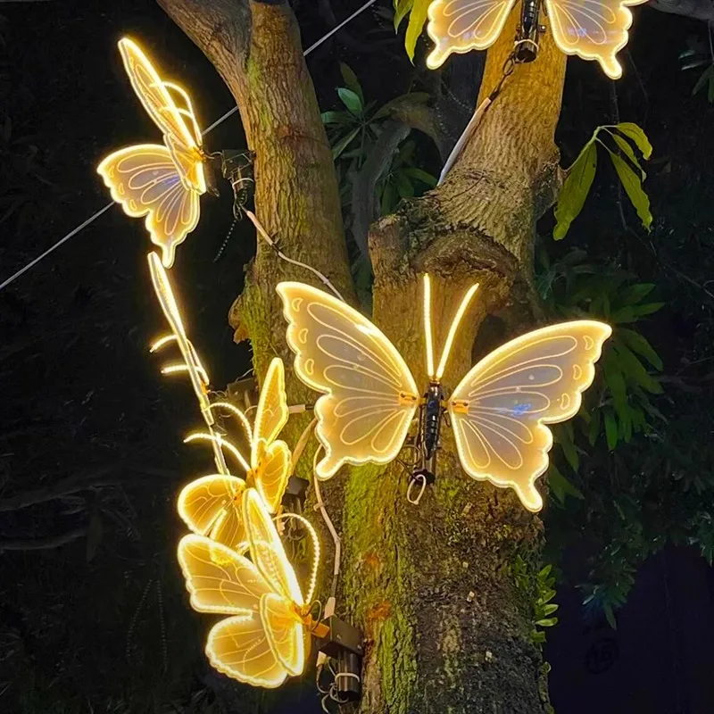 2-pack LED outdoor dynamic and static butterfly lights to create a festive party atmosphere