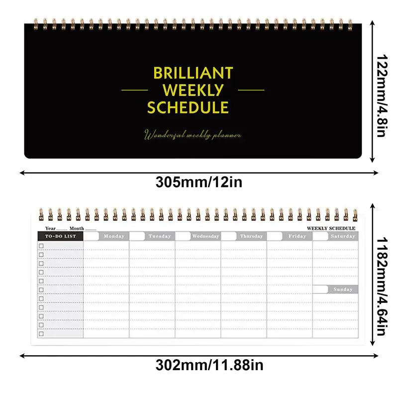 Notebook For Weekly Planner 12X5Inches 60Pages Journal Notebook Weekly Planner Notepad Thick Paper Hardcover Weekly Notebook