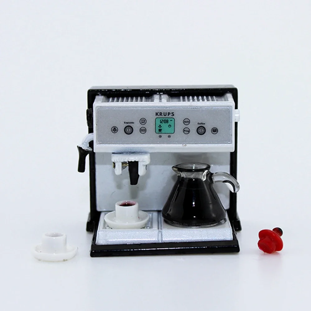 1:12 Miniature Coffee Machine Coffee Pot Cups Set Simulation Drink Model Kitchen Dollhouse Accessories Doll House Decoration