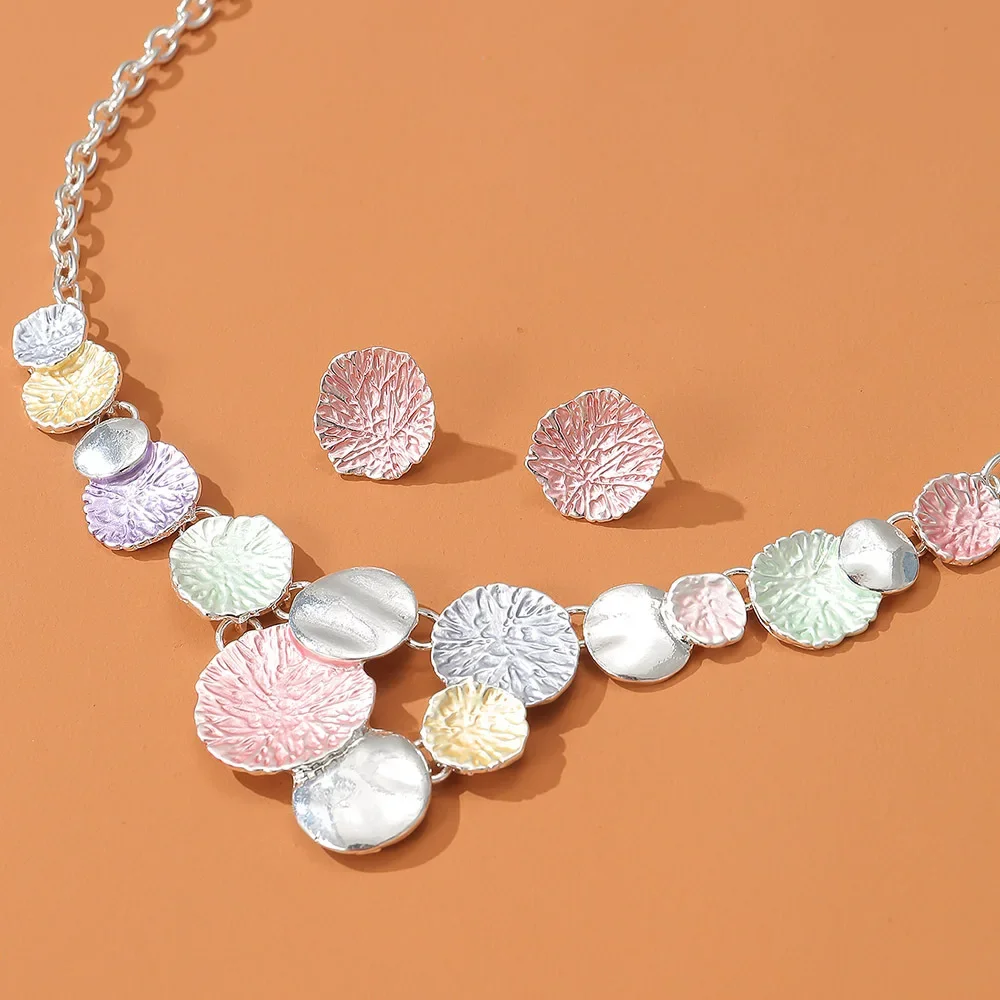 Women's Sequin Stitching Necklace and Stud Earrings Set Jewelry Gifts For Party Christmas Birthday