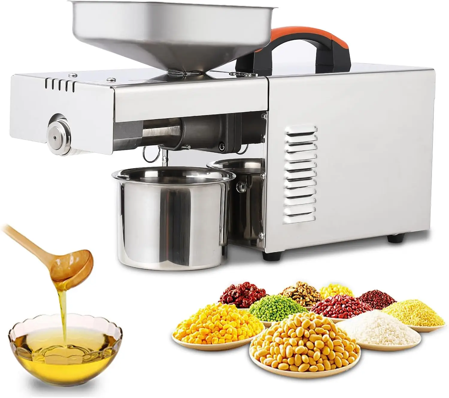 900W Electric Oil Press Machine Automatic Cold Hot Oil Extractor with 340 Stainless Steel Perfect Pressing Peanut Sesame Seeds