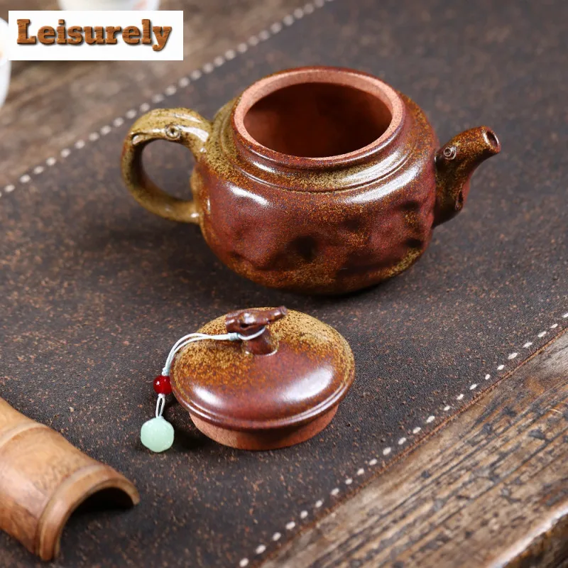 320ml Ancient Yixing Purple Clay Teapots Handmade Bodhidharma Pot Raw Ore Wood-fired Porcelain Mud Kettle Chinese Zisha Tea Set