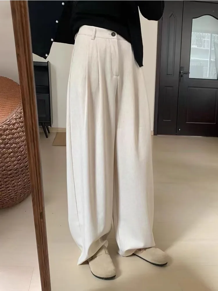 HOUZHOU Korean Fashion Youthful Woman Suit Pants Baggy Japanese Harajuku Female Trousers High Shot Vintage Office Ladies Slacks
