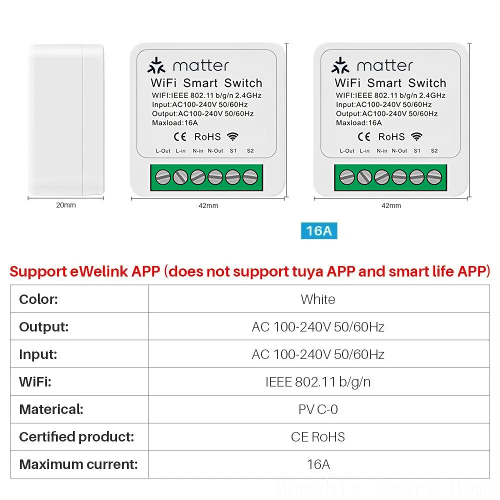 Smart Matter Switch Module 16A eWelink WiFi Switch Intelligent Mini Relay Breake